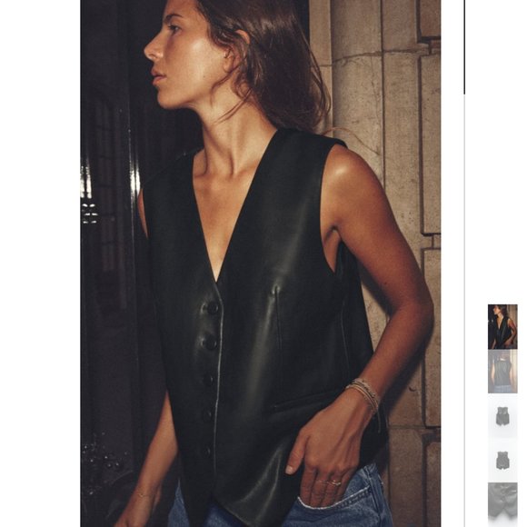NWT ZARA TAILORED FAUX LEATHER VEST BLACK - Picture 1 of 5